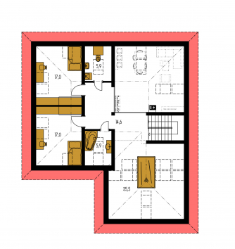 Image miroir | Plan de sol du premier étage - BUNGALOW 128